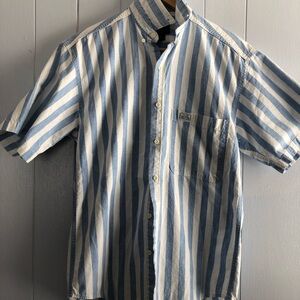 GAP Men's Casual Blue and White Striped Shirt